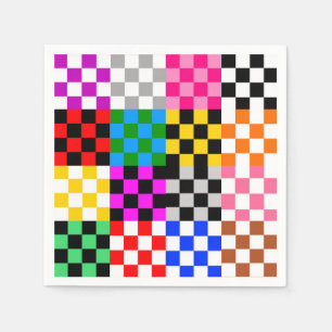 Servilleta De Papel Diseño de patrón de cuadros de patchwork colorido