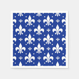Servilleta De Papel Diseño de patrón de flor de lis de fondo azul