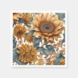 Servilleta De Papel Diseño de patrón de girasoles bailarines