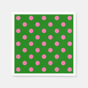 Servilleta De Papel Diseño de patrón de lunares rosa sobre verde