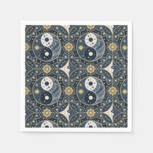 Servilleta De Papel Diseño de Patrón de Mandala Celestial Yin Yang Art