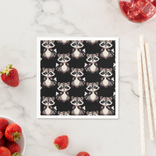 Servilleta De Papel Diseño de patrón de mapache negro