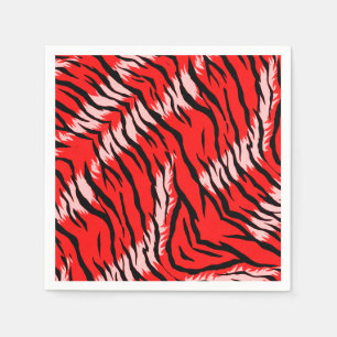 Servilleta De Papel Diseño de patrón de piel de animal de Tigre Rojo 