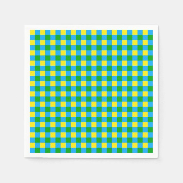 Servilleta De Papel Diseño de patrón de placa de cheque amarillo verde (Anverso)