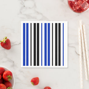 Servilleta De Papel Diseño de patrón de rayas blancas negras azules