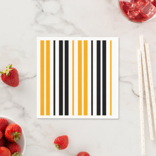 Servilleta De Papel Diseño de patrón de rayas blancas y negras amarill