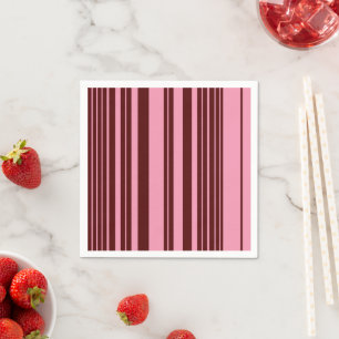 Servilleta De Papel Diseño de Patrón de Rayas de Burdeos y Rosa