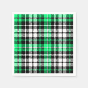 Servilleta De Papel Diseño de patrón de tartán a cuadros verde negro b