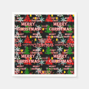 Servilleta De Papel Diseño de patrón de texto decorativo Feliz Navidad