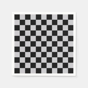 Servilleta De Papel Diseño de patrón de verificación negro gris