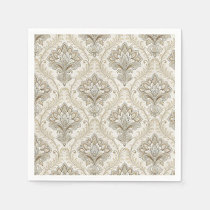 Servilleta De Papel Diseño de patrón floral damasco dorado real sin co