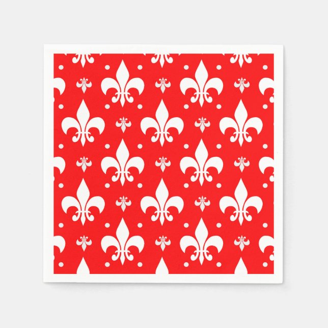 Servilleta De Papel Diseño de patrones de flor rojo de lis (Anverso)