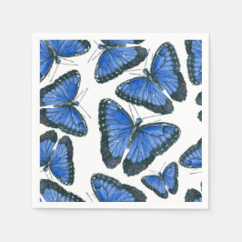 Servilleta De Papel Diseño de patrones de morfo azul de mariposa