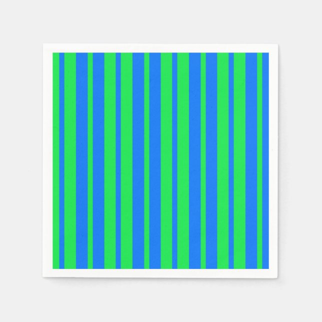 Servilleta De Papel Diseño de patrones de rayas de estilo verde azul (Anverso)