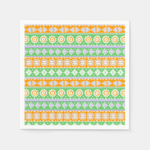 Servilleta De Papel Diseño de patrones étnicos naranja verde lindo