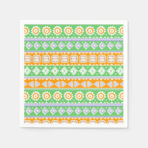 Servilleta De Papel Diseño de patrones étnicos naranja verde lindo