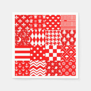 Servilleta De Papel Diseño de patrones mixtos blancos rojos
