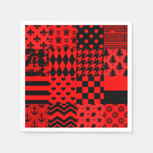 Servilleta De Papel Diseño de patrones mixtos rojos negros