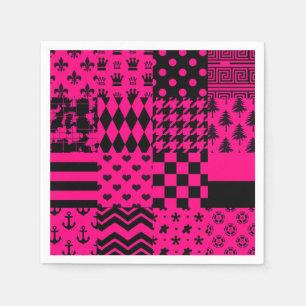 Servilleta De Papel Diseño de patrones mixtos rosados negros