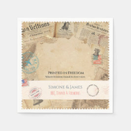 Servilleta De Papel Diseño de periódico Colonial Americana de 1776