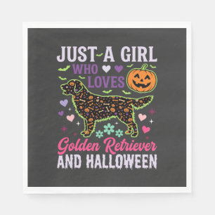 Servilleta De Papel Diseño de perro calabaza niña de Halloween Retriev