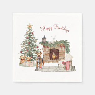 Servilleta De Papel Diseño de perro de Happy Pawlidays - Airedale