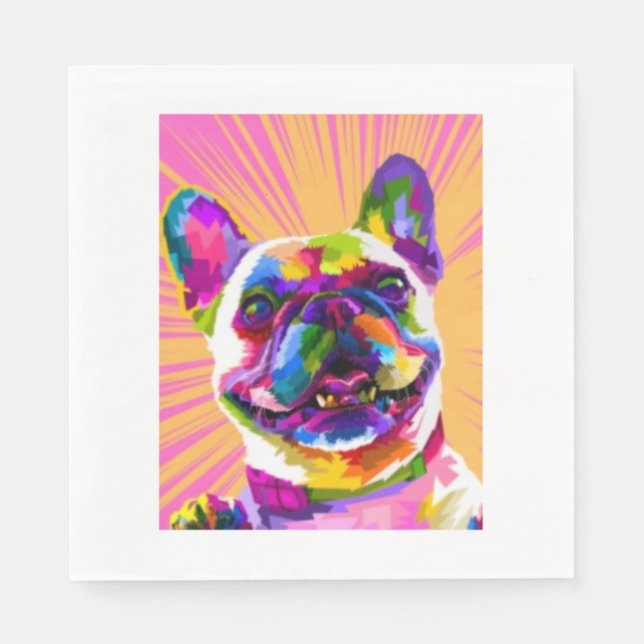 Servilleta De Papel Diseño de perros coloridos (Anverso)