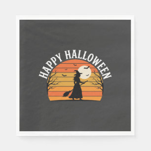 Servilleta De Papel Diseño de puesta de sol de bruja de Halloween feli