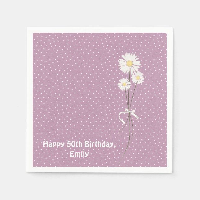 Servilleta De Papel Diseño de puntas con ramo de margarita (Anverso)