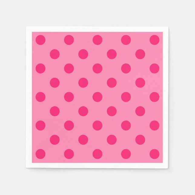 Servilleta De Papel Diseño De Puntos De Polka Rosado En Pink (Anverso)