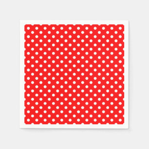 Servilleta De Papel Diseño de puntos rojos de polka blanca
