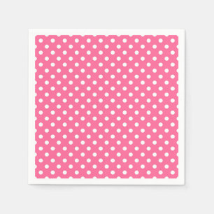 Servilleta De Papel Diseño de puntos rosados de polka blanca