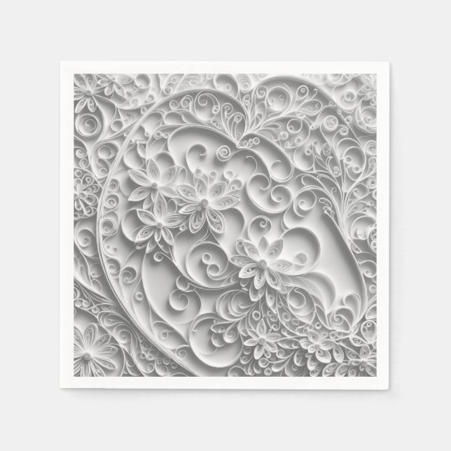 Servilleta De Papel Diseño de Quilling de Papel Nupcial Elegante (Anverso)