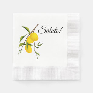 Servilleta De Papel Diseño de rama de limón con Salute! Cóctel estriad