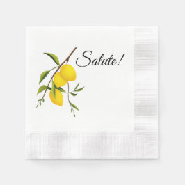 Servilleta De Papel Diseño de rama de limón con Salute! Coined Cocktai