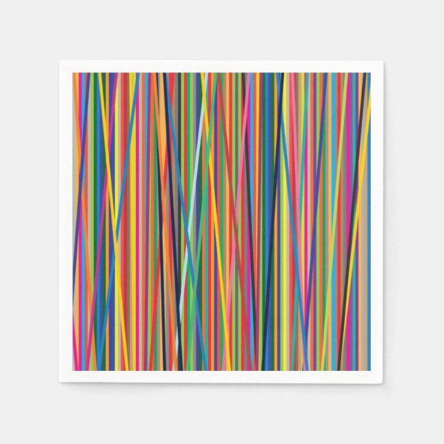 Servilleta De Papel Diseño de rayas abstractas coloridas (Anverso)