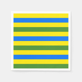 Servilleta De Papel Diseño de rayas azules verdes y amarillas