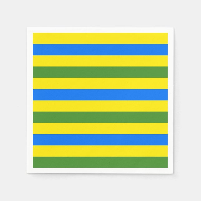 Servilleta De Papel Diseño de rayas azules verdes y amarillas (Anverso)