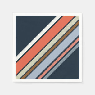 Servilleta De Papel Diseño de rayas de estilo retro diagonal