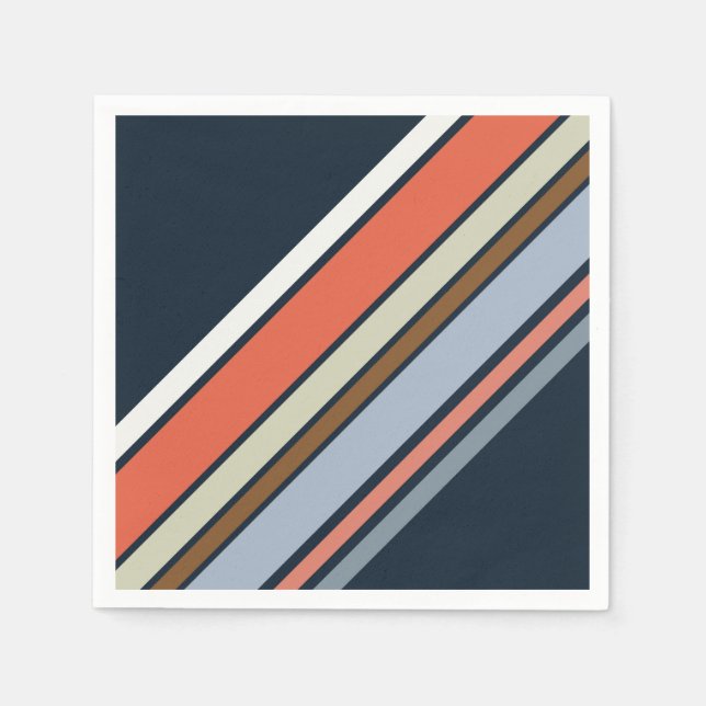 Servilleta De Papel Diseño de rayas de estilo retro diagonal (Anverso)