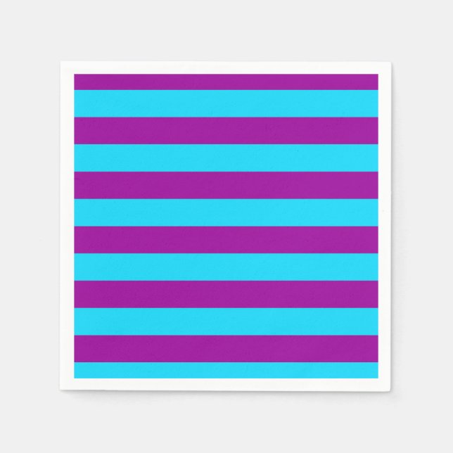 Servilleta De Papel Diseño de rayas moradas azules (Anverso)