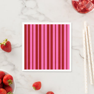 Servilleta De Papel Diseño de rayas rojas granate y rosadas