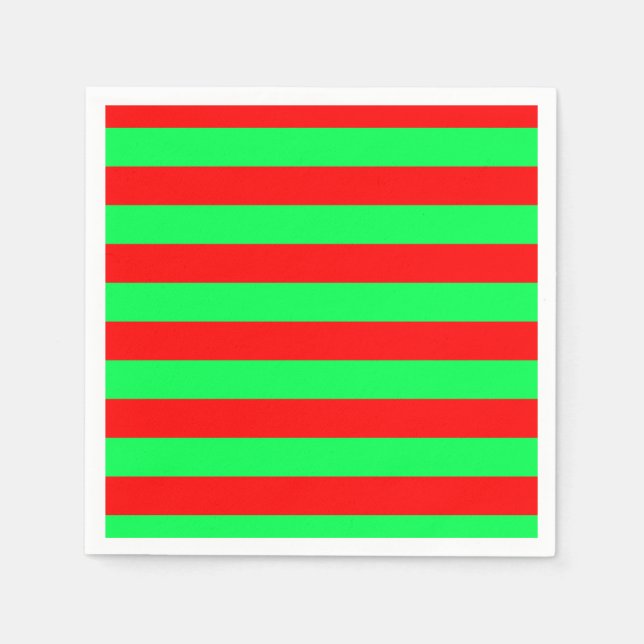 Servilleta De Papel Diseño de rayas rojas y verdes (Anverso)