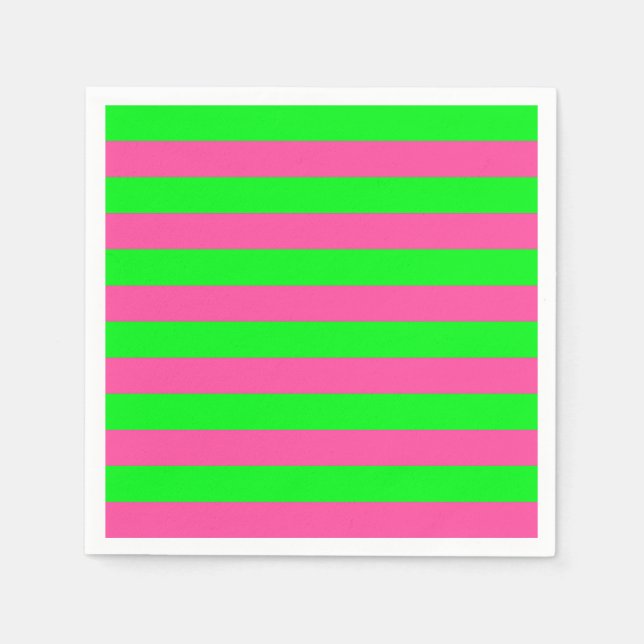 Servilleta De Papel Diseño de rayas rosadas y verdes (Anverso)