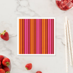 Servilleta De Papel Diseño de rayas verticales naranja rosa rojo  
