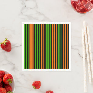 Servilleta De Papel Diseño de rayas verticales naranjas y verdes