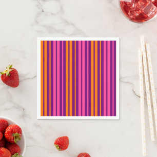 Servilleta De Papel Diseño de rayas verticales rosa púrpura naranja