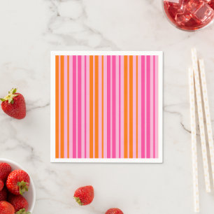Servilleta De Papel Diseño de rayas verticales rosa y naranja