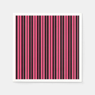 Servilleta De Papel Diseño de rayas verticales rosadas en negro