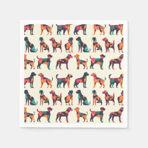Servilleta De Papel Diseño de siluetas de perro geométricas
